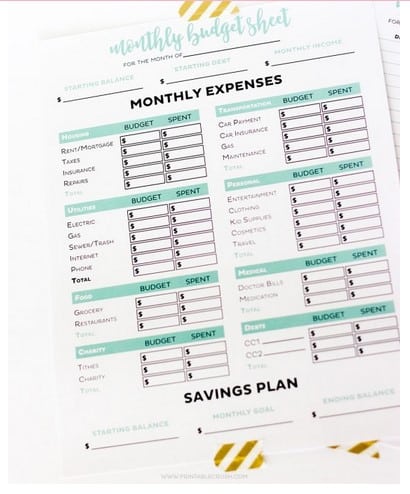 Printable Budget Worksheets free financial tool