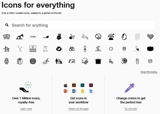 The Noun Project screenshot